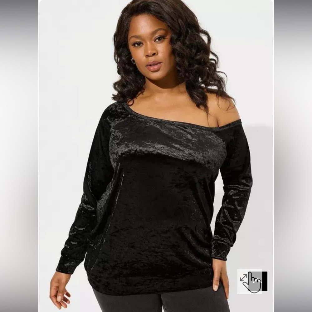 Torrid Black Crushed Velvet Sweatshirt